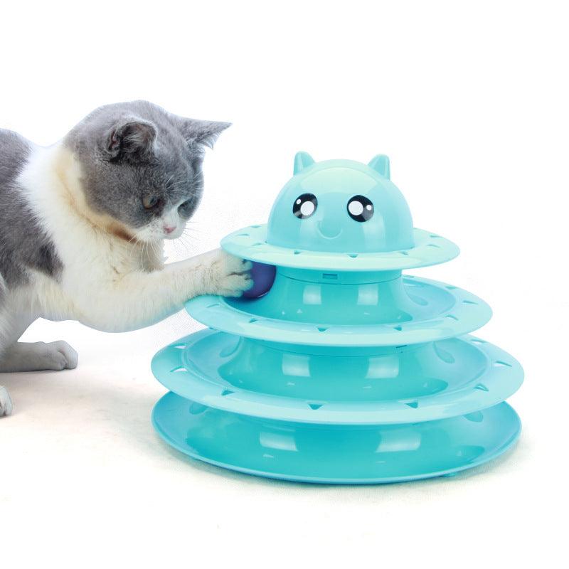 Three-Tier Cat Tower With Rotating Ball Toy