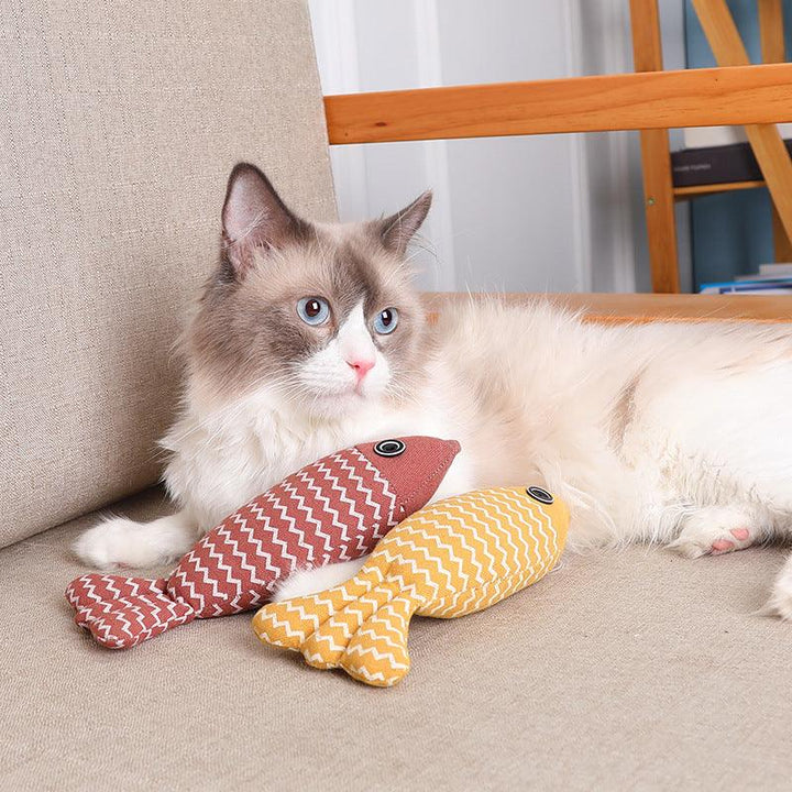 Linen Fish Pillow Cat Toy
