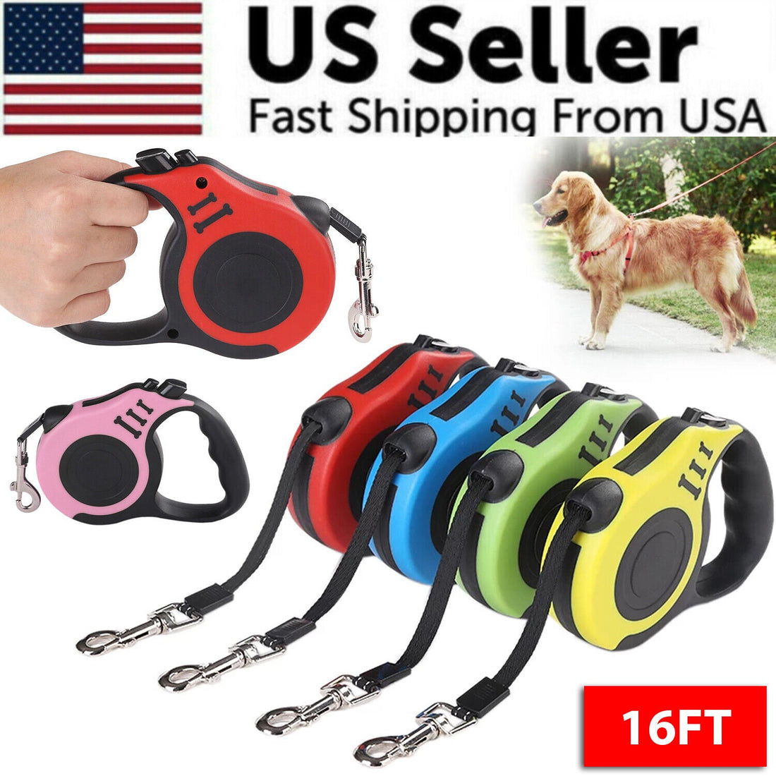 Retractable Dog Leash Pet Collar