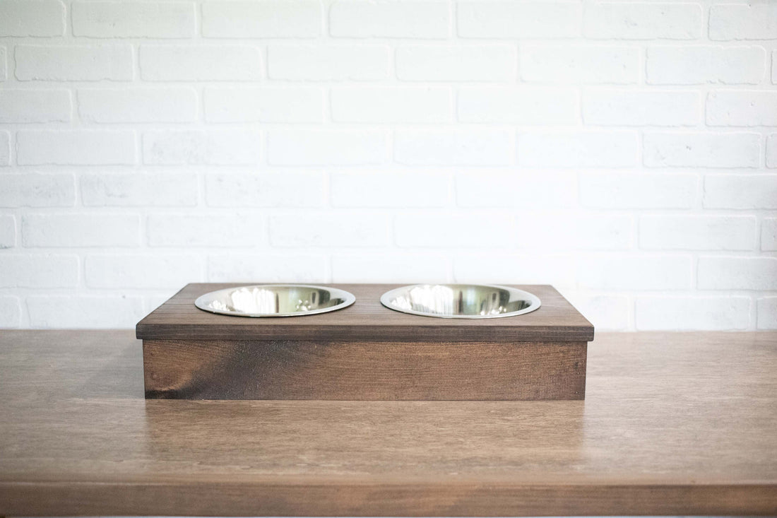 Wooden Pet Feeder with Bowls