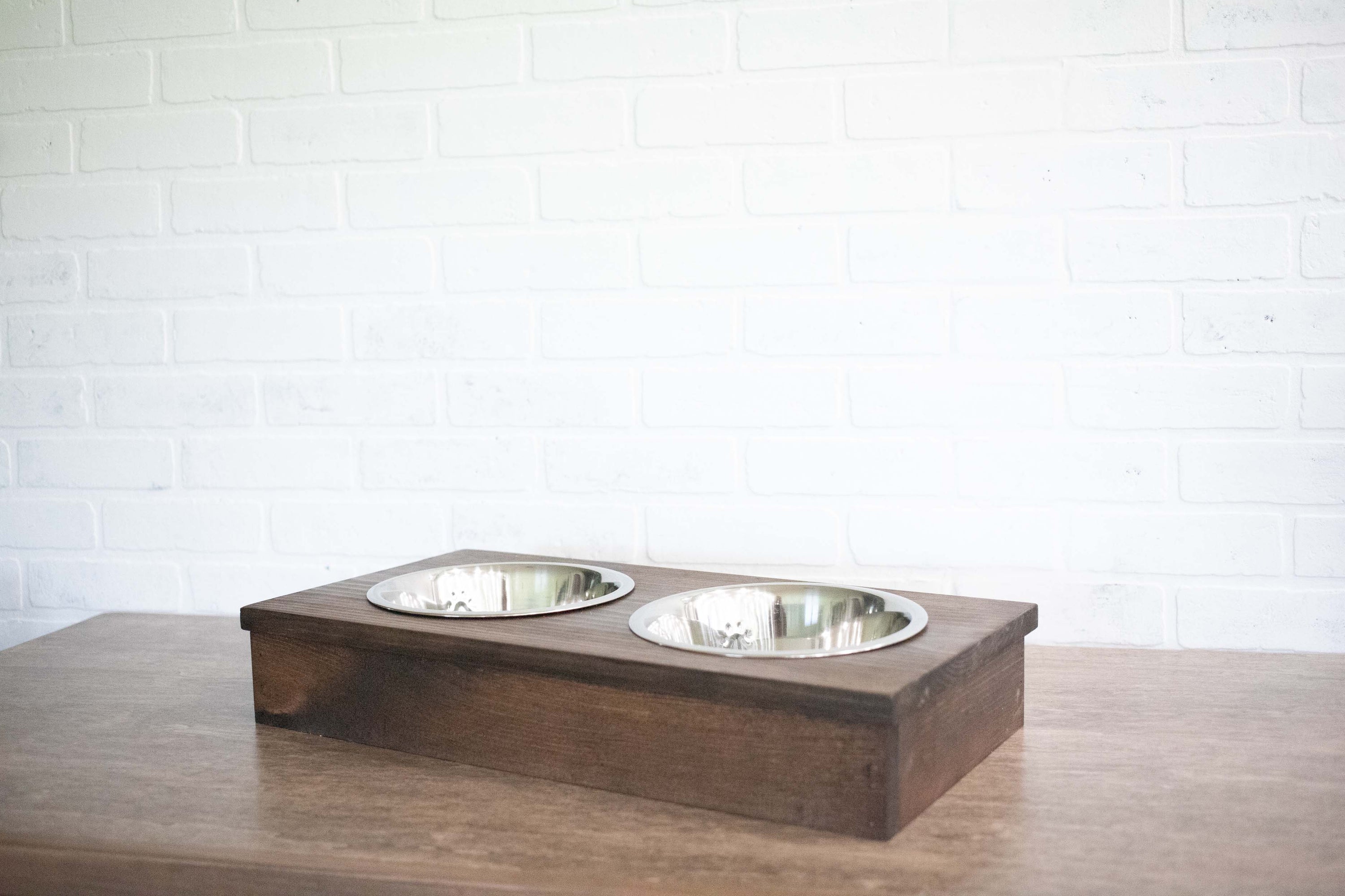 Wooden Pet Feeder with Bowls