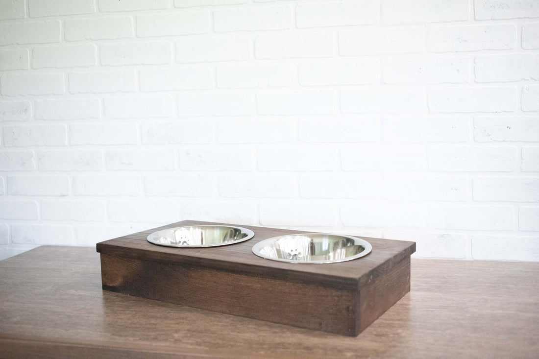 Wooden Pet Feeder with Bowls