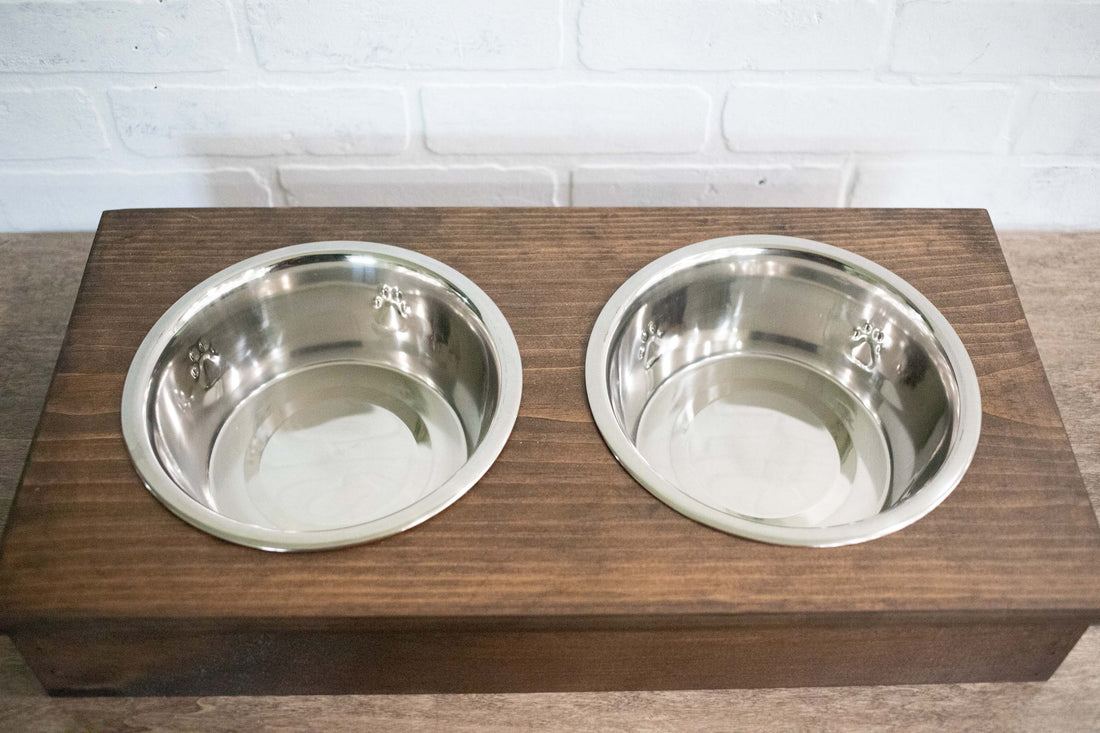 Wooden Pet Feeder with Bowls