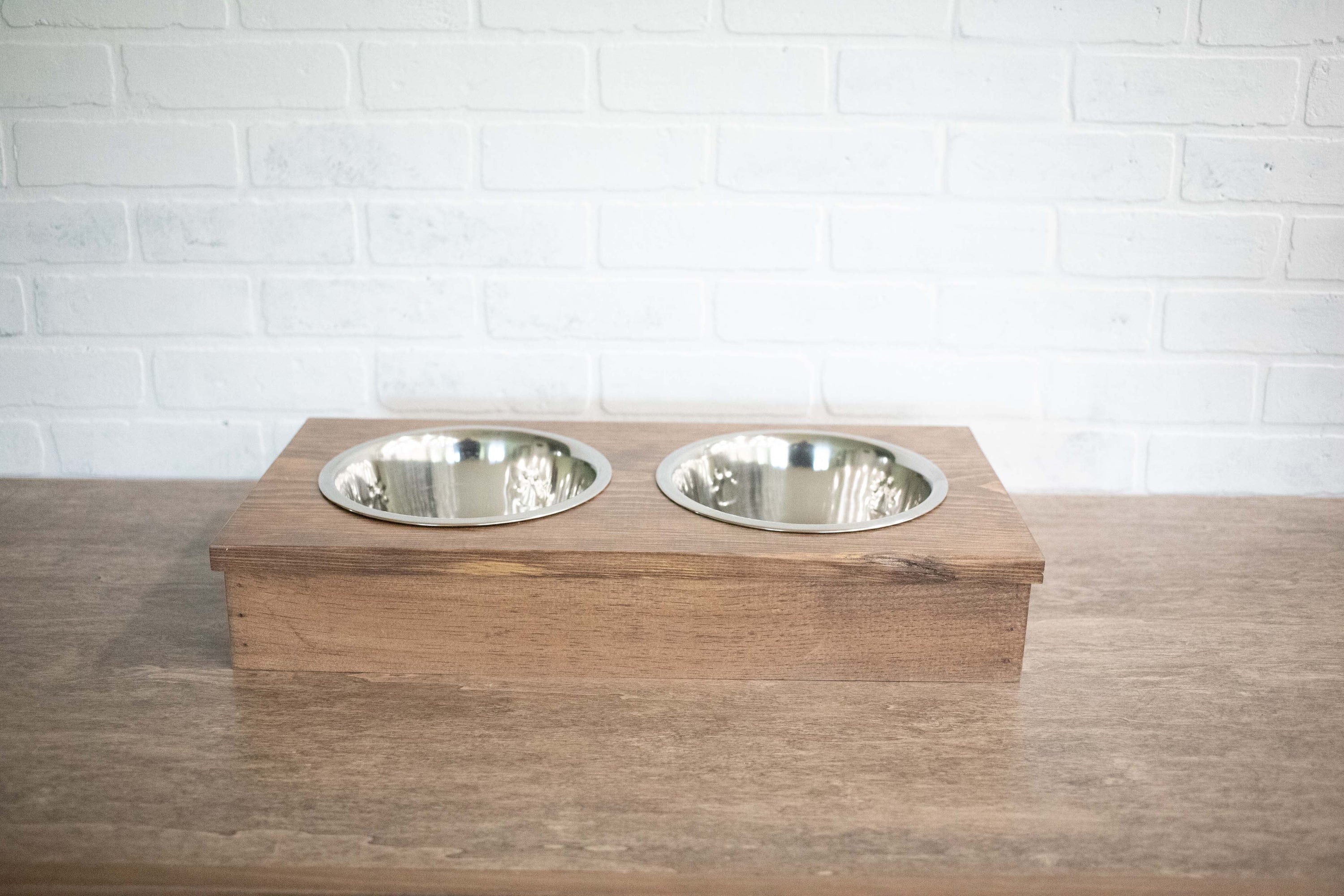 Wooden Pet Feeder with Bowls