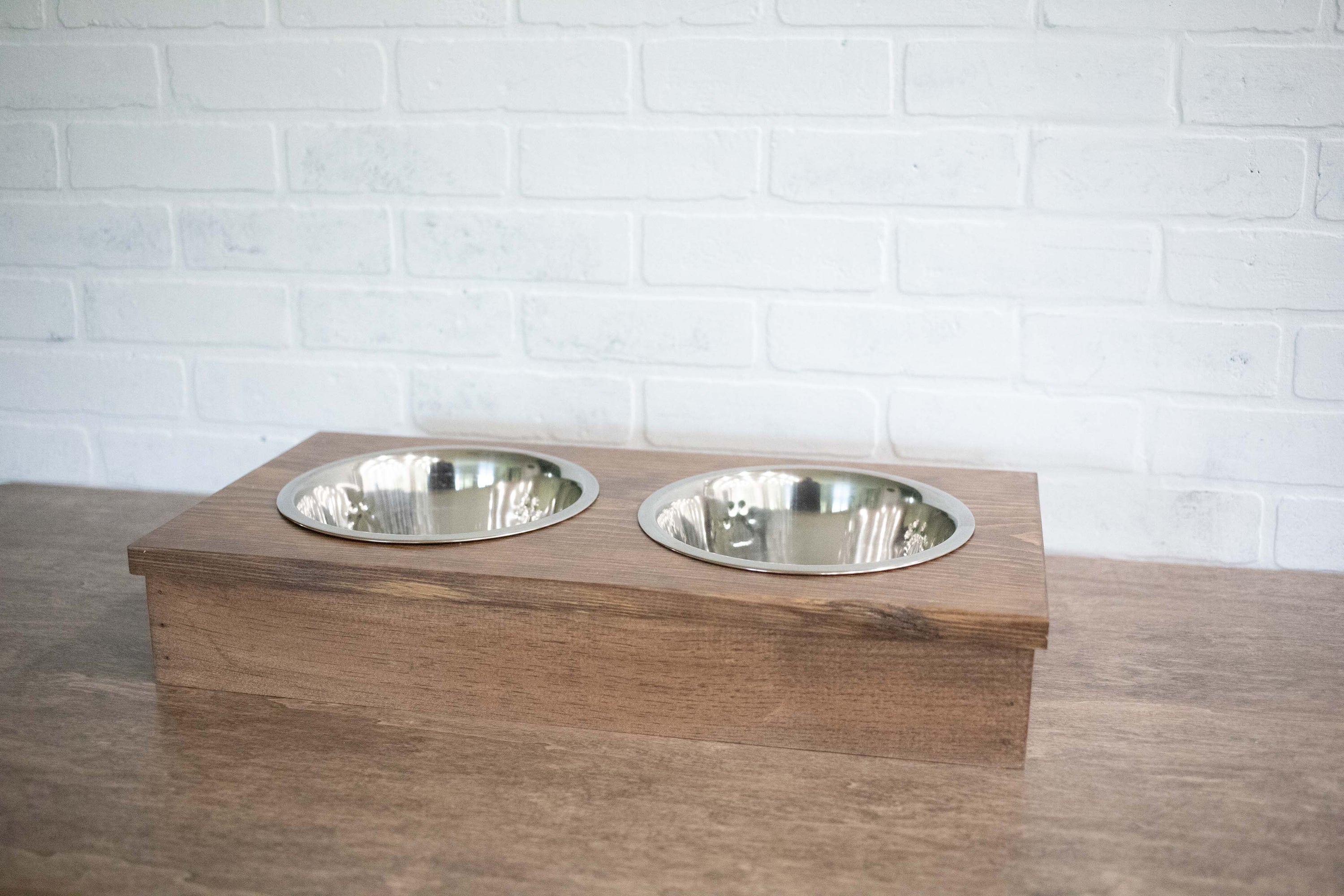 Wooden Pet Feeder with Bowls