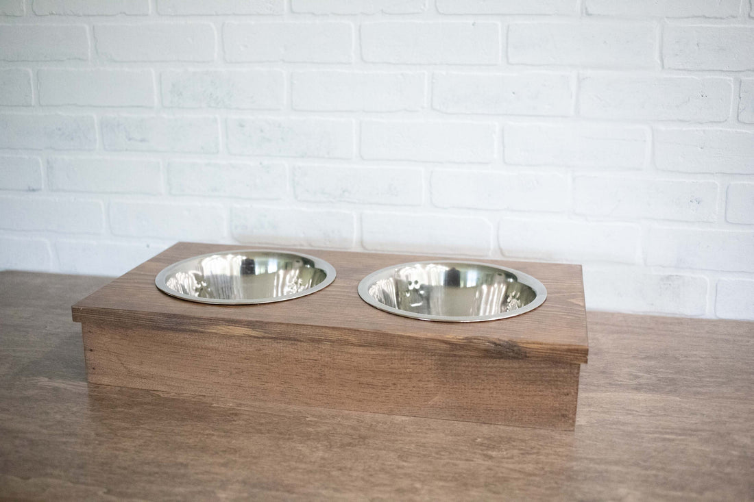 Wooden Pet Feeder with Bowls