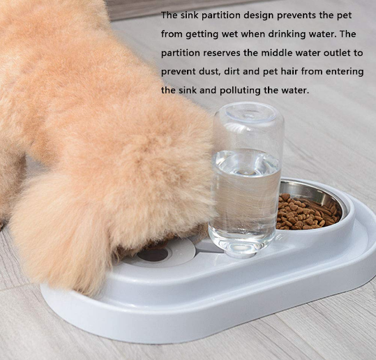 Pet Bowls with Automatic Water Bottle