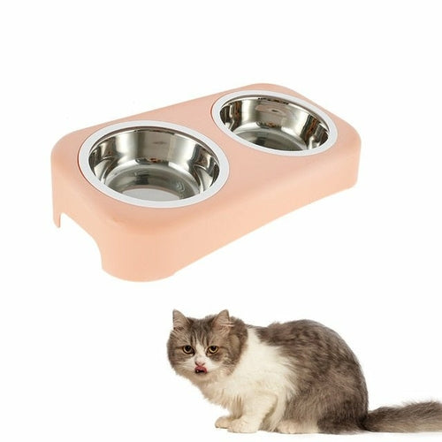 Cat Pet Feeding Double Bowl