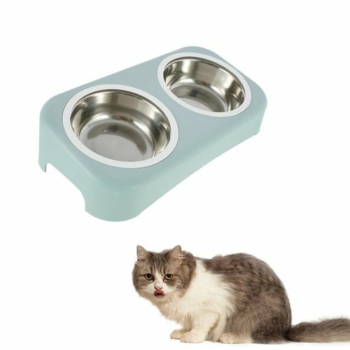 Cat Pet Feeding Double Bowl