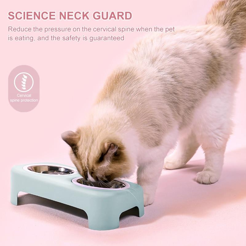 Cat Pet Feeding Double Bowl