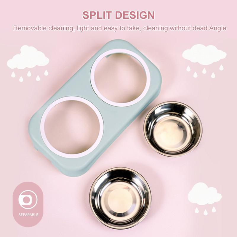 Cat Pet Feeding Double Bowl