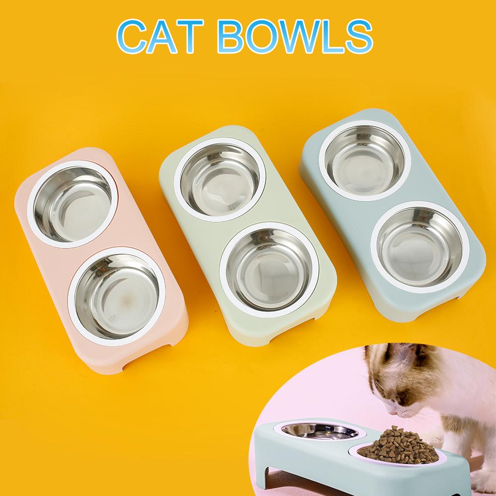 Cat Pet Feeding Double Bowl
