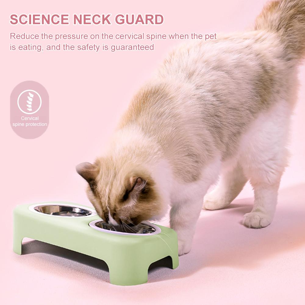 Cat Pet Feeding Double Bowl
