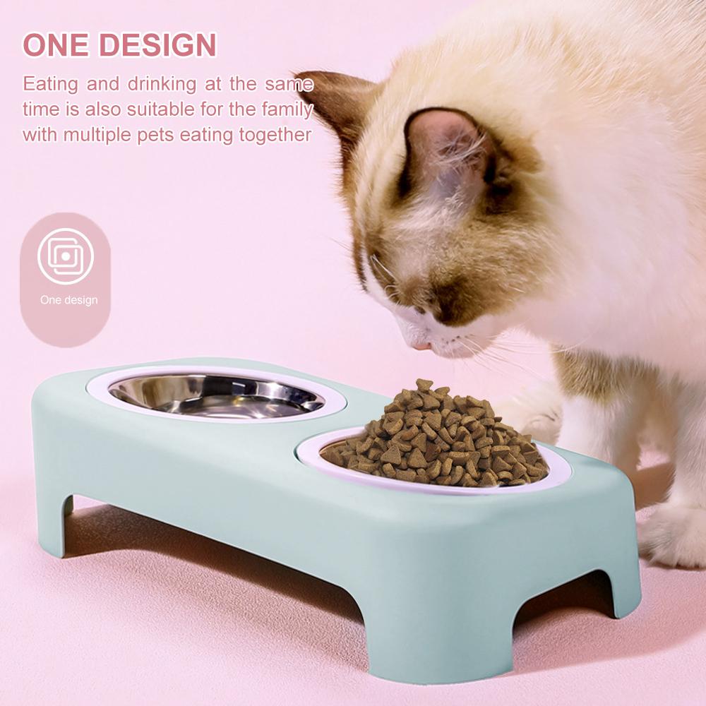 Cat Pet Feeding Double Bowl