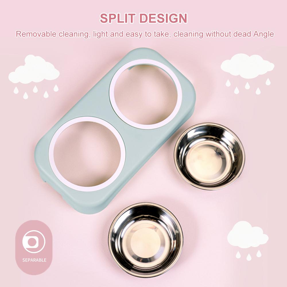 Cat Pet Feeding Double Bowl
